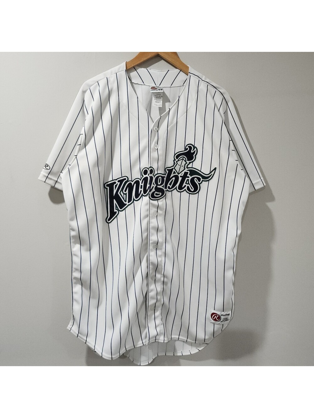 Vintage 90s Charlotte Knights Pinstripe Baseball Jersey Rawlings Minor League 48
